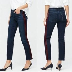 J. Crew Vintage Straight Blue Jeans Red TuxedoStripes Denim Stretch 26